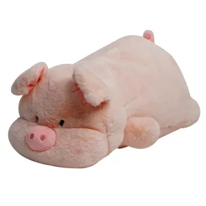 Cute pink pig plush toy, soft stuffed animal pillow, adorable hugging doll for kids gift.