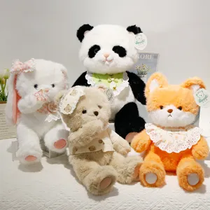 Cute plush animal toy set soft stuffed panda rabbit bear fox dolls for kids birthday gifts