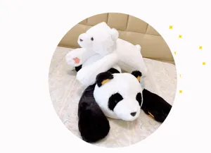 Cute polar bear and giant panda plush toy pillow, soft stuffed animal doll gift for kids.