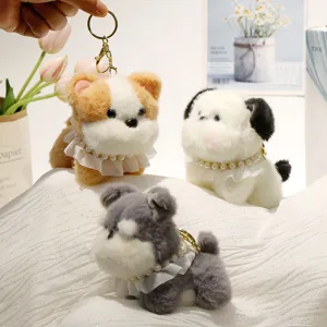 Simpatico Cucciolo di Simulazione Giocattolo di Peluche Portachiavi Morbido Animale Impagliato Cane Bambola Pendente Regalo di Compleanno Per Bambini Teenagers