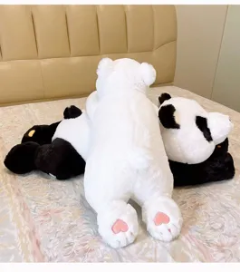 Cute lying polar bear and panda plush pillow soft stuffed animal toy for bedroom
