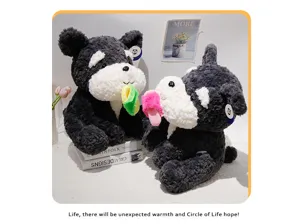 Simpatico peluche Schnauzer con design a cordino, morbida bambola di peluche per bambini e ragazze.