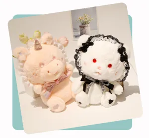 Cute lolita unicorn plush toy doll soft stuffed animal pillow for girls bedroom decor
