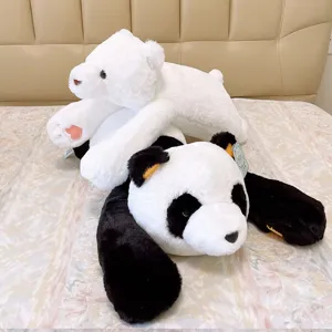 Cute Lying Polar Bear And Panda Plush Toy Soft Stuffed Animal Pillow Cute Cartoon Doll Toy For Bed Sleep Companion Birthday Gift