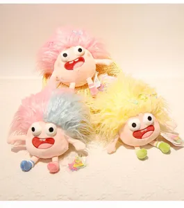 Cute ugly plush doll fluffy toy funny monster doll with big eyes for cute girls gift