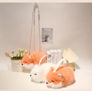 Borsa a tracolla in peluche animale borsa soffice in finta pelliccia borsa a mano carina