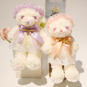 Fluffy lolita teddy bear plush toy cute stuffed animal doll sweet girl gift pillow