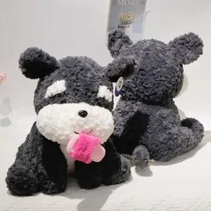 Simpatico peluche Schnauzer cucciolo morbido animale di peluche con ciuccio per regalo