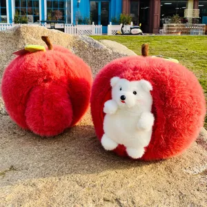Cute apple hedgehog plush toy pillow, soft stuffed animal doll for girls, cozy bed decoration gift.