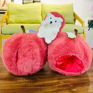 Cute apple plush toy hedgehog pillow soft stuffed doll warm hand pillow birthday gift home