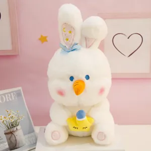 Cute white snowman rabbit plush toy soft stuffed animal doll sleeping pillow gift for kids