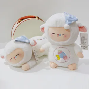 Cute circus white sheep plush toy, soft sleeping pillow doll, lovely animal gift for girls.