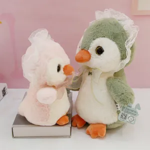 Cute loli penguin plush toy stuffed doll with lace bonnet for girls and lovely kids gift