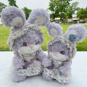 Fairytale purple rabbit plush toy cute soft bunny doll for girls comforting gift main view