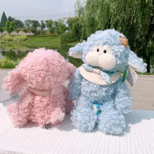 Cute curly sheep plush toy doll, soft stuffed animal companion for comforting sleeping kids.
