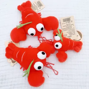 Cute red lobster plush toy keychain, soft stuffed animal bag charm for women and girls.
