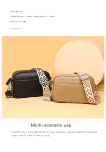 Genuine leather crossbody shoulder bag for women, casual daily tote with wide strap.