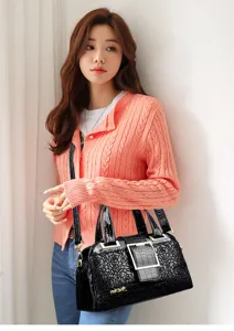 Donna borsa a mano con stampa coccodrillo pelle elegante grande capacita tracolla