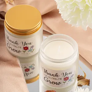 Vela aromatica de vidrio esmerilado con etiqueta de regalo, aromaterapia sin humo para el hogar.