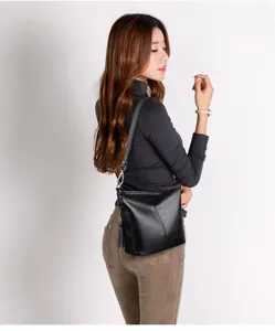 Klassische schwarze Leder Beuteltasche mit Quaste, elegantes und vielseitiges Umhängetasche Design