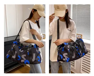 Grand sac de sport de voyage pour fitness et rangement quotidien avec une bandoulière.