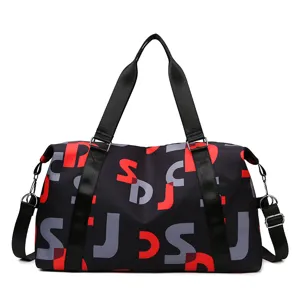 Grande Capacité Sac de Voyage Duffel en Tissu Oxford Imperméable Sport Gym avec Compartiments de Séparation Humide Sèche pour Femmes