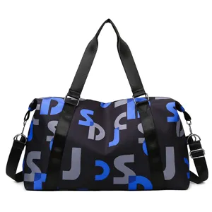 Sac de voyage léger avec imprimé de lettres abstraites pour le sport, gym et courts séjours.
