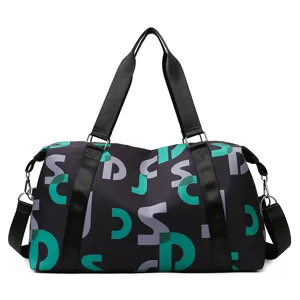 Sac de sport imperméable avec imprimé lettres, idéal pour les voyages, le fitness et la natation.