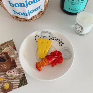 Cute creative cheese and lobster bottle opener fridge magnet kitchen tool set aesthetic decor
