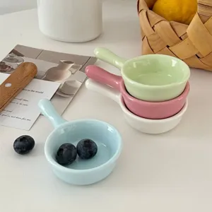 Japanischer Stil Mini Keramik Saucenteller Mit Griff Minimalistischer Ins-Stil Essig Gewürz Dipschale Für Küche Salat Ketchup