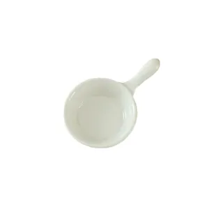 Kleine Keramik Schale mit Griff, japanischer Stil weisse Saucenschuessel fuer Kueche Tisch.