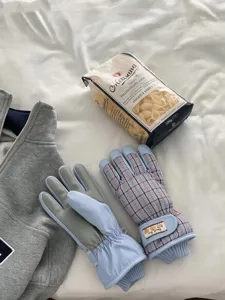 Gants de ski imperméables à carreaux rétro hiver chaud polaire épaulés sports cyclisme