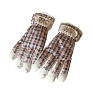 Gants de ski imperméables à carreaux rétro, polaire thermique épaisse hiver sport cyclisme.
