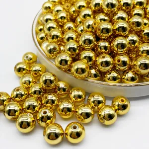 Cuentas Redondas Galvanizadas de Resina Plástica Cuentas Espaciadoras Sueltas Recubiertas de UV Para Fabricación de Joyas