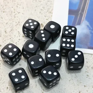Dados redondos de 6 caras de acrílico macizo 12mm negros sin agujeros accesorios de juguete DIY