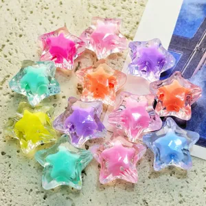 Bunte transparente Acryl Fünfstern Perlen mit glänzender Oberfläche für DIY Schmuck.