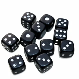 Dados acrílicos de 6 caras redondeadas 12mm dados negros de juego para joyería DIY entretenimiento