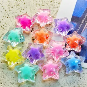 15mm transparente Acryl Stern Perlen bunte lose DIY Schmuck Herstellung Zubehör Handwerk