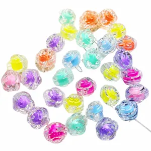 Acrylic rose flower beads transparent inner color glossy DIY handmade jewelry accessories.