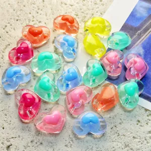 Transparent Heart Acrylic Beads Double Layered Loose Beading DIY Jewelry Accessories For Bracelets Necklaces Hair Ropes