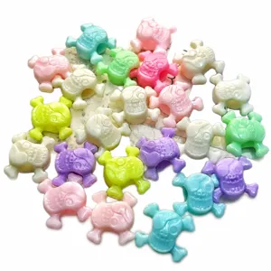 Cuentas de plástico de calavera linda colorida Macaron DIY llavero colgante de teléfono accesorios