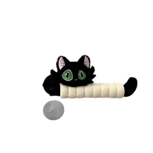 Cute green-eyed black cat door handle cover anti-collision plush door knob protective sleeve