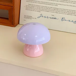 Pastel mushroom night light cute bedside lamp for bedroom table ambient light decor 1pc