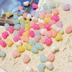 Colorful jelly heart acrylic loose beads for DIY handmade bracelet necklace jewelry accessories