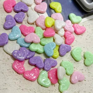 Colorful heart acrylic beads 18x12mm spring color DIY jewelry phone charm making accessories