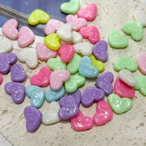 Acrylic heart shape loose beads spring color DIY jewelry phone chain accessories 18x12mm