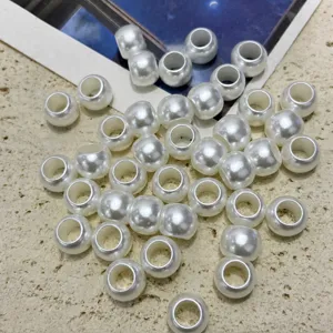 10mm large hole imitation pearl beads acrylic white round beads for DIY jewelry making accessories.