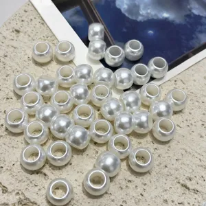 10mm large hole imitation pearl acrylic beads, white round spacer craft DIY jewelry making