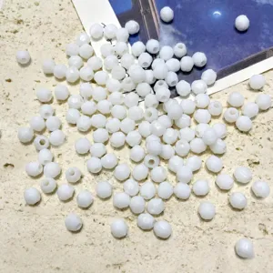 Perles en Vrac en Plastique Acrylique Facettées à Grand Trou Blanc Pour Fabrication de Bijoux DIY Accessoires