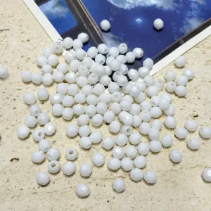 perles facetees en acrylique blanc de 6mm perles en vrac bricolage bijoux accessoires de telephone